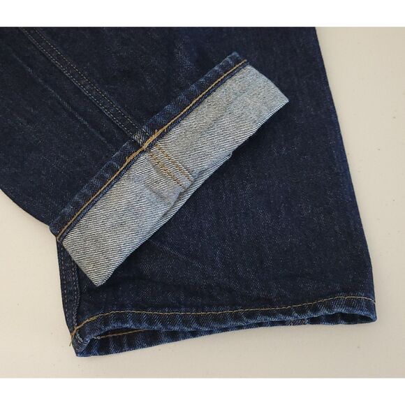 Uniqlo Men's Size 32inch Dark Wash Blue Denim Jeans 100% Cotton Pre-Owned - Picture 10 of 11